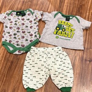 John Deere Green and Gray Baby Clothing Set